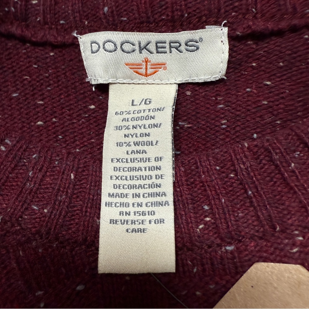 Dockers Textured Checkerboard Pattern Burgundy Sweater, Men's Size Large, NWT - Picture 5 of 16